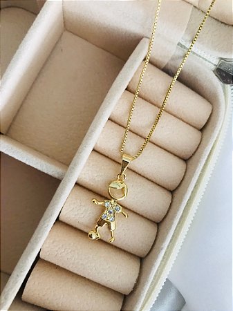 COLAR FILHO COM BOLA EM STRASS FOLHEADO