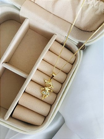 COLAR FILHA COM STRASS FOLHEADO