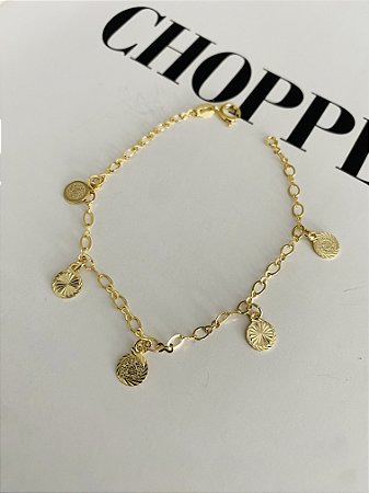 PULSEIRA MOEDAS CORRENTE DOURADA