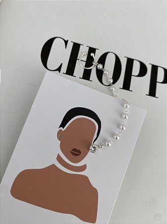 BRINCO EAR CUFF COM PÉROLAS E ZIRCÔNIA-PRATA 1000 (unidade
