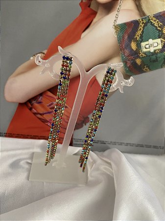 BRINCO FEST STRASS COLORIDO- DOURADO