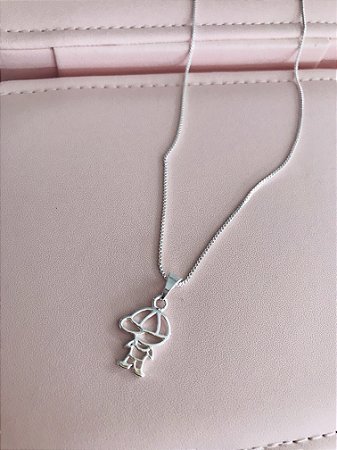 COLAR FILHO FOLHEADO- PRATA 1000