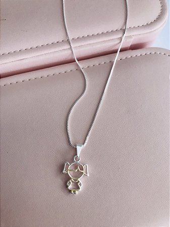 COLAR FILHA FOLHEADO- PRATA 1000