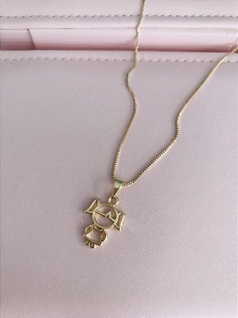 COLAR FILHA FOLHEADO- DOURADO