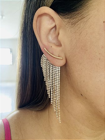 BRINCO STRASS FRANJINHA DEGRADÊ- DOURADO
