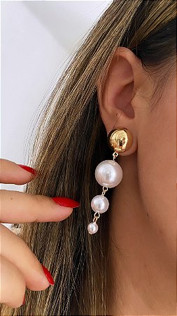 BRINCOS PÉROLAS DOURADO
