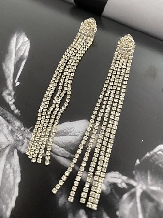 BRINCOS STRASS FRANJINHA- DOURADO