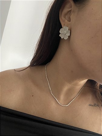 CHOKER STRASS PRATEADA