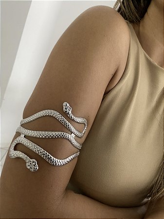 BRACELETE ANTEBRAÇO COBRA PRATEADA