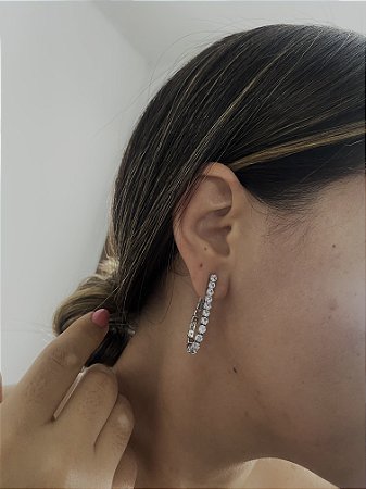 BRINCOS STRASS GOTA- PRATEADA