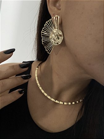 GARGANTILHA TEXTURIZADA DOURADA