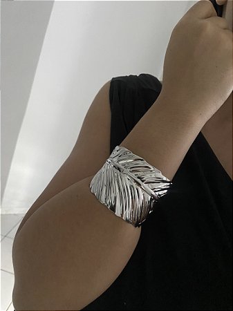 BRACELETE MAXI FOLHA - PRATEADO