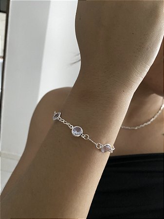 PULSEIRA ZIRCÔNIAS PRATEADA