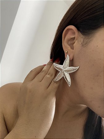 BRINCOS BIG ESTRELA DO MAR PRATEADO