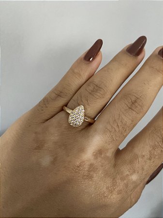 ANEL GOTA ZIRCÔNIAS- DOURADO- TAM 18