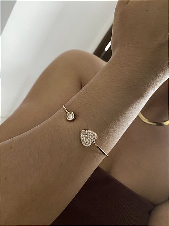 BRACELETE CRAVEJADO CORAÇÃO- ZIRCÔNIAS