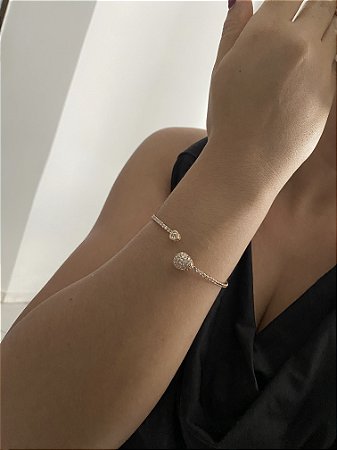 BRACELETE GOTA STRASS- DOURADO