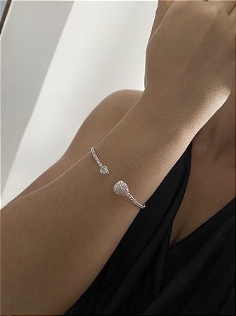 BRACELETE GOTA STRASS - PRATEADO