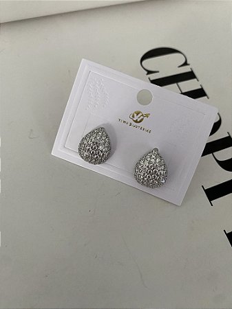 BRINCOS GOTA ZIRCÔNIAS- PRATEADO