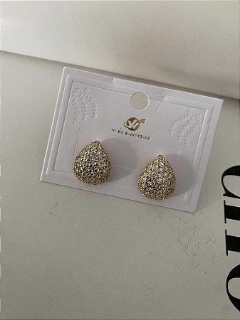 BRINCOS GOTA ZIRCÔNIAS- DOURADO