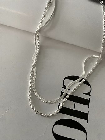 COLAR DUPLO PRATEADO
