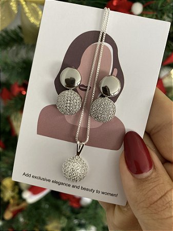 CONJUNTO ZIRCÔNIAS PRATEADO