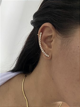 BRINCOS EAR CUFF STRASS- DOURADO