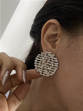 BRINCOS PISTACH PRATEADO- COM STRASS