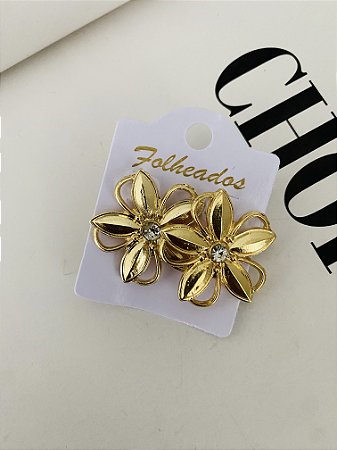 BRINCOS FLOR COM STRASS