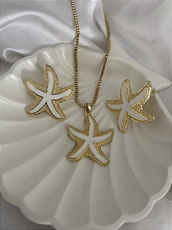 CONJUNTO ESMALTADO ESTRELA DO MAR