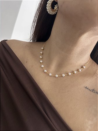 COLAR PÉROLAS DOURADO
