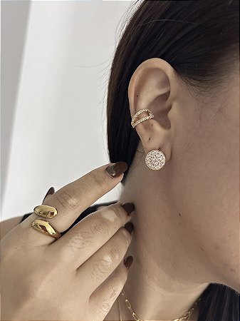 PIERCING DUPLO COM ZIRCÔNIAS- DOURADO