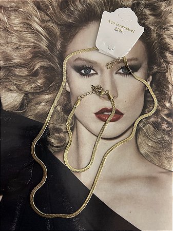 CONJUNTO CHOKER FITA E PULSEIRA EM AÇO INOXIDÁVEL