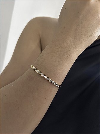 BRACELETE AÇO INOX COM ZIRCÔNIAS