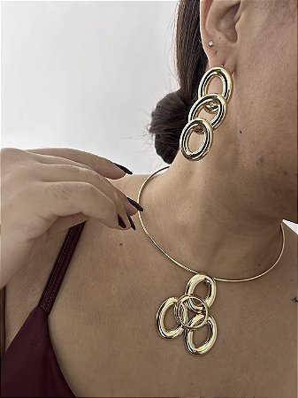 CONJUNTO MAJU COM PINGENTE REMOVÍVEL- DOURADO