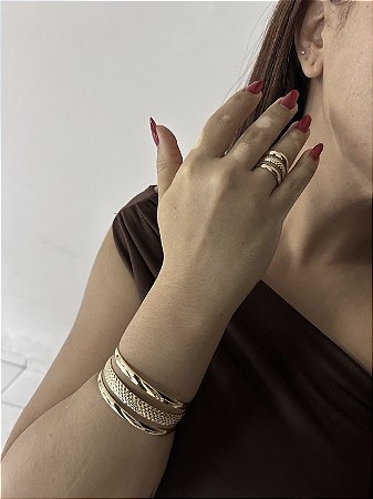 KIT BRACELETE+ ANEL- REGULÁVEIS- DOURADO