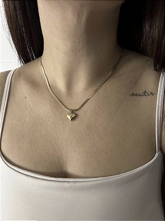 CHOKER FITA COM PINGENTE CORAÇÃO EM AÇO INOX