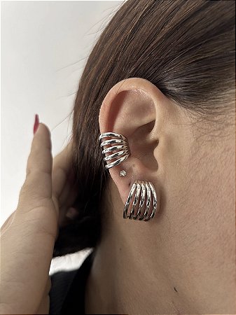 KIT BRINCOS+ PIERCING- PRATEADO