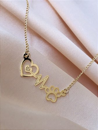 COLAR I LOVE PET FOLHEADO