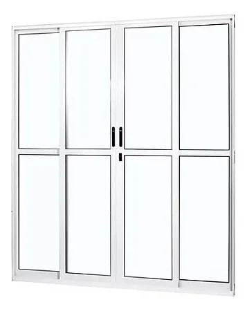 Porta De Aluminio De Correr 210x200cm 4 Folhas 2 Fixas