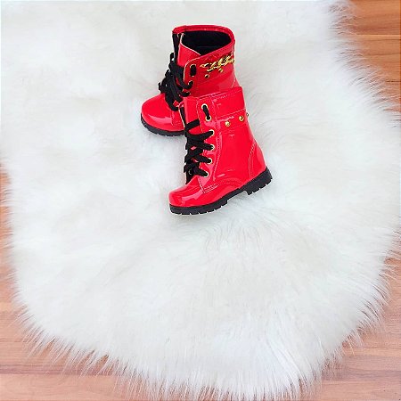 Bota Coturno Vermelho Corrente