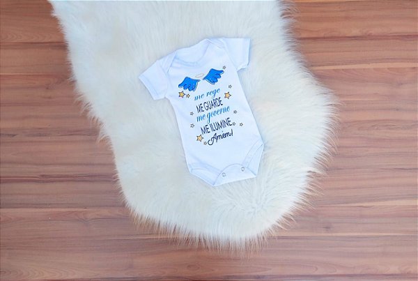 Body Temático Bebe Menino Mesversario Santo Anjo Pronta Entrega