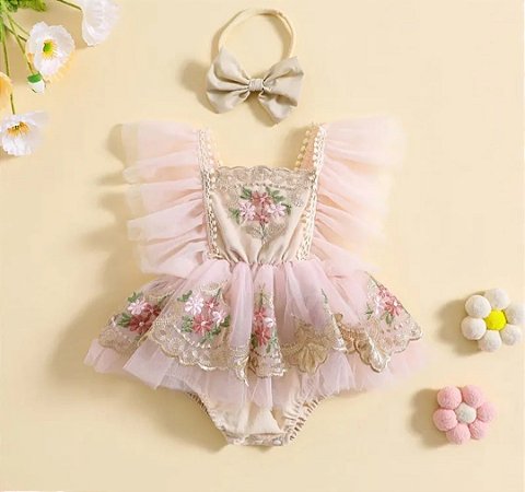 Romper Jardim Encantado Com Tiara