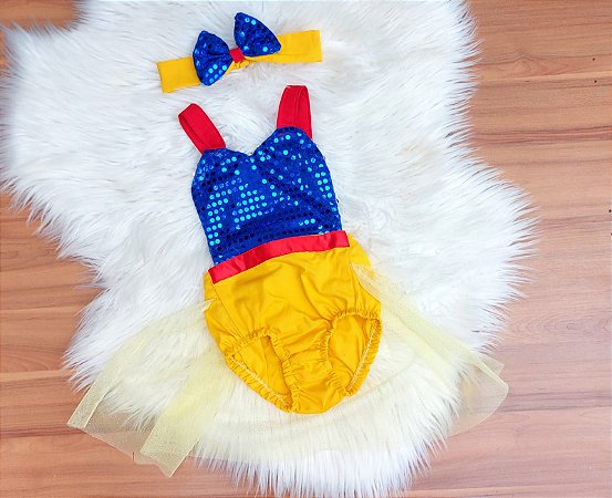 Romper Branca de Neve  Com Tiara