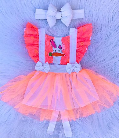 Romper Com  Tiara Coelhinha Pascoa
