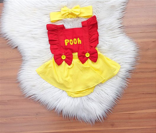 Romper Ursinho Pooh Com Tiara