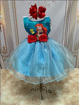 Roupa infantil de aniversário de sereia, vestido sereia tutu com