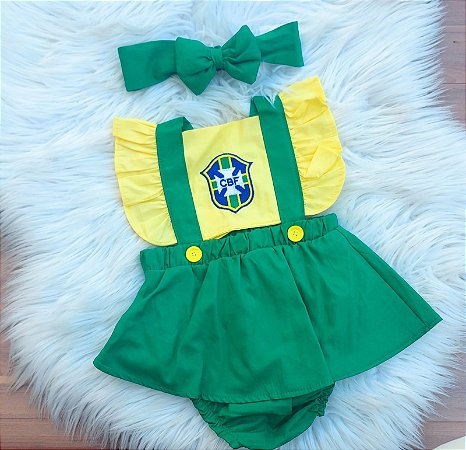 Romper Brasil Copa Com Laço