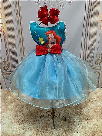 Vestido Ariel Sereia Novo Festa  Roupa Infantil para Menina Nunca