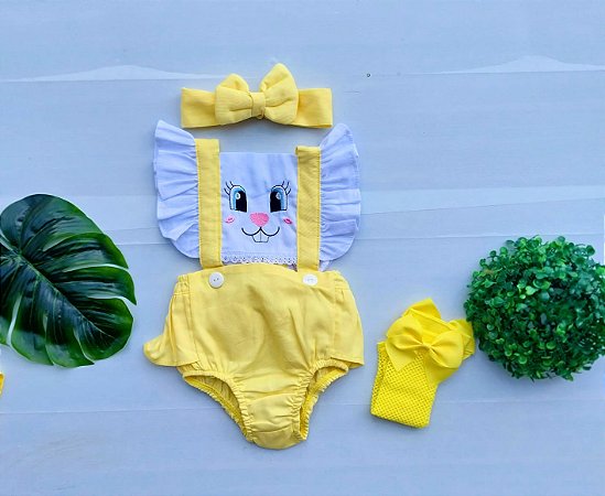 Romper Pascoa Coelhinha Com Tiara( nao acompanha meia)